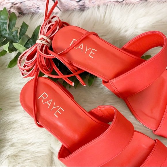 Raye Paris Tie Up Block Heel In Red Size 7 - Picture 4 of 9